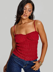 Money Maker Ruched Cami Top Red