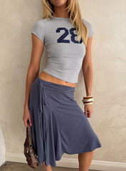 Joaney Tie Side Jersey Midi Skirt Slate