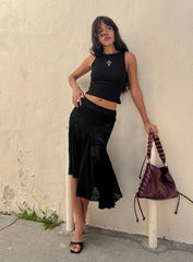 Mellissa Sheer Textured Midi Skirt Black