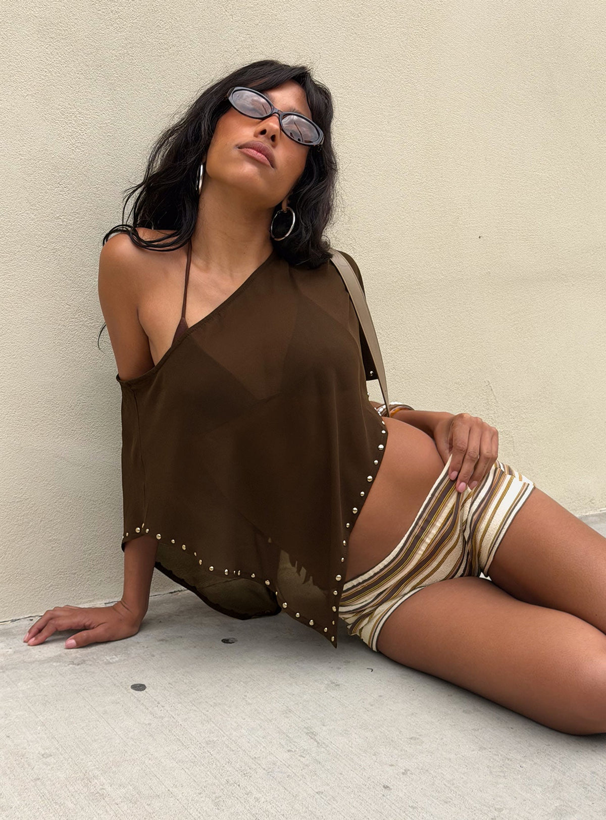 Safe Space Sheer Poncho Brown