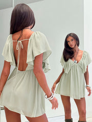 Sun Spirit Plunge Flowy Playsuit Sage