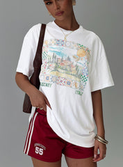Love From Tuscany Oversized Graphic Top White