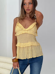 Jorjia Ruffle Cami Top Yellow