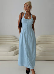 Mallorie Halter Maxi Dress Blue / Black Polka