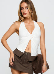 No Hard Feelings Twist Top White