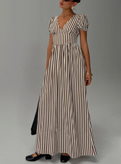 Collyns Maxi Dress Beige Pinstripe