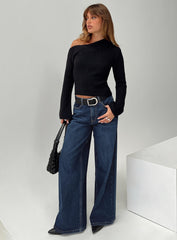 Naylor Wide Leg Jeans Mid Blue Denim