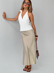 Mixed Signals Midi Skirt Brown Stripe