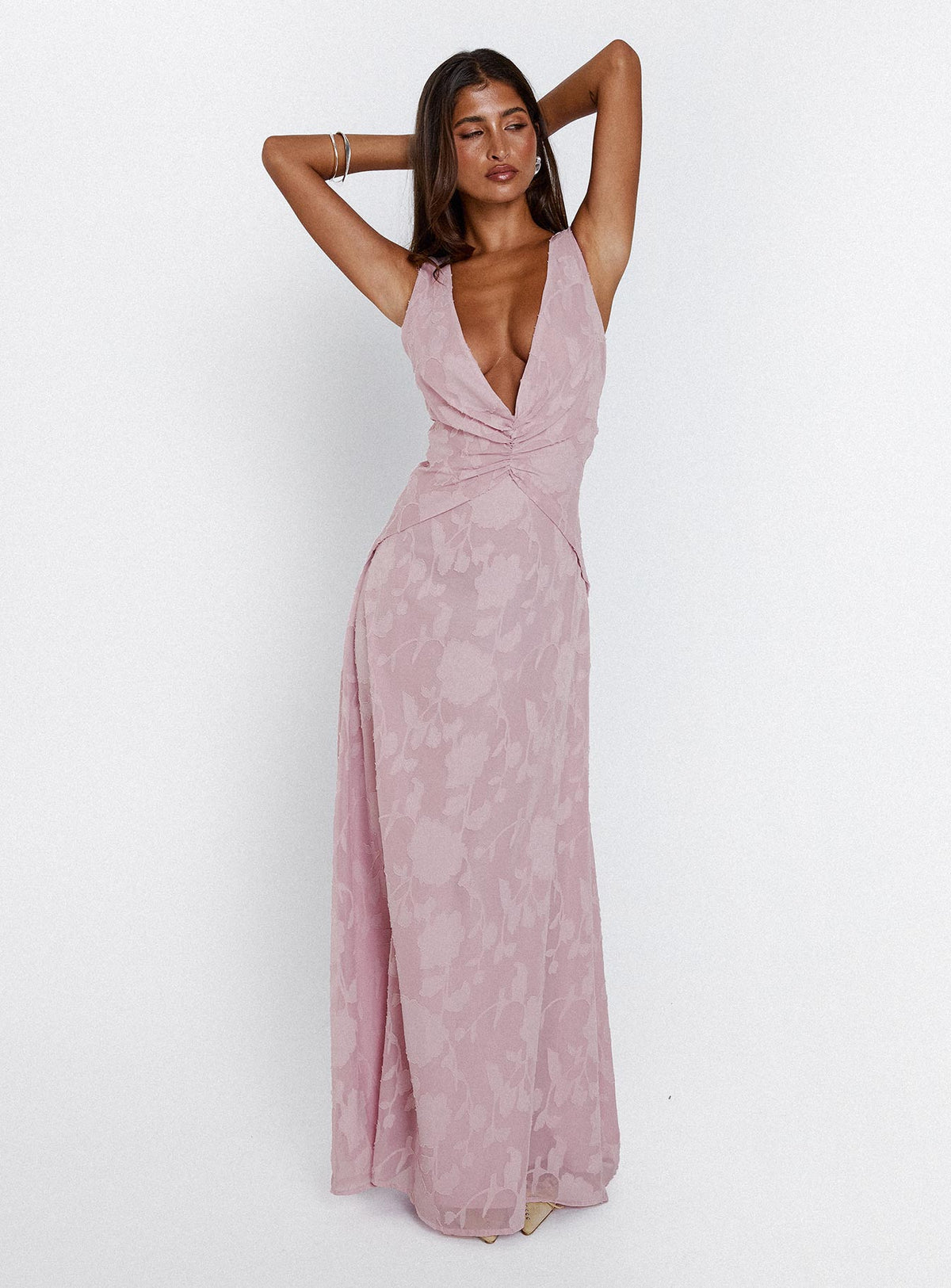 Frederica Plunge Burnout Maxi Dress Mauve