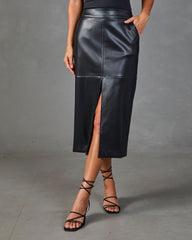 Chic Agenda Faux Leather Midi Skirt