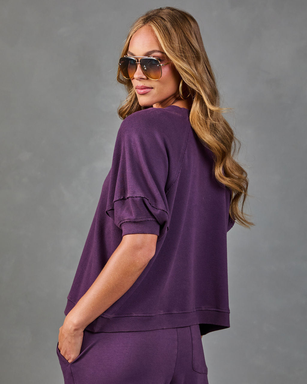 Good Stretch Terry Waffle Knit Sweatshirt