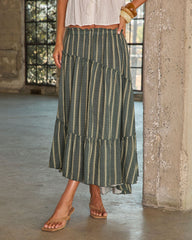 Elevated Ease Striped Midi Skirt