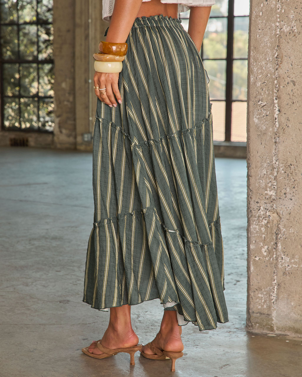 Elevated Ease Striped Midi Skirt