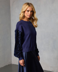 Yumi Contrast Sequin Knit Sweater