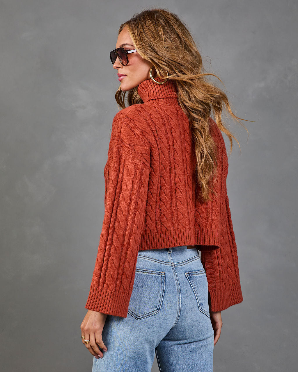 Amal Cable Knit Turtleneck Sweater