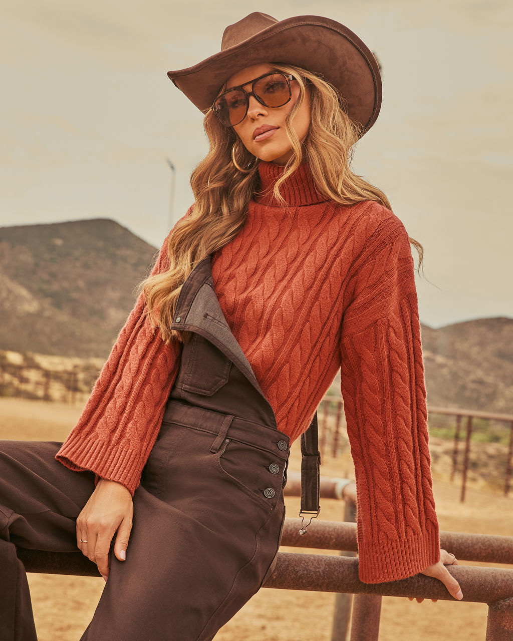 Amal Cable Knit Turtleneck Sweater