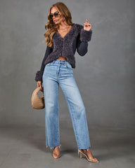 Secret Affair Knit Faux Fur Trim Cardigan