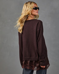 Desert Willow Knit Satin Lace Hem Sweater