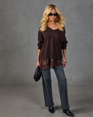 Desert Willow Knit Satin Lace Hem Sweater