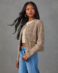 Darling Rosebud Floral Plaid Blazer