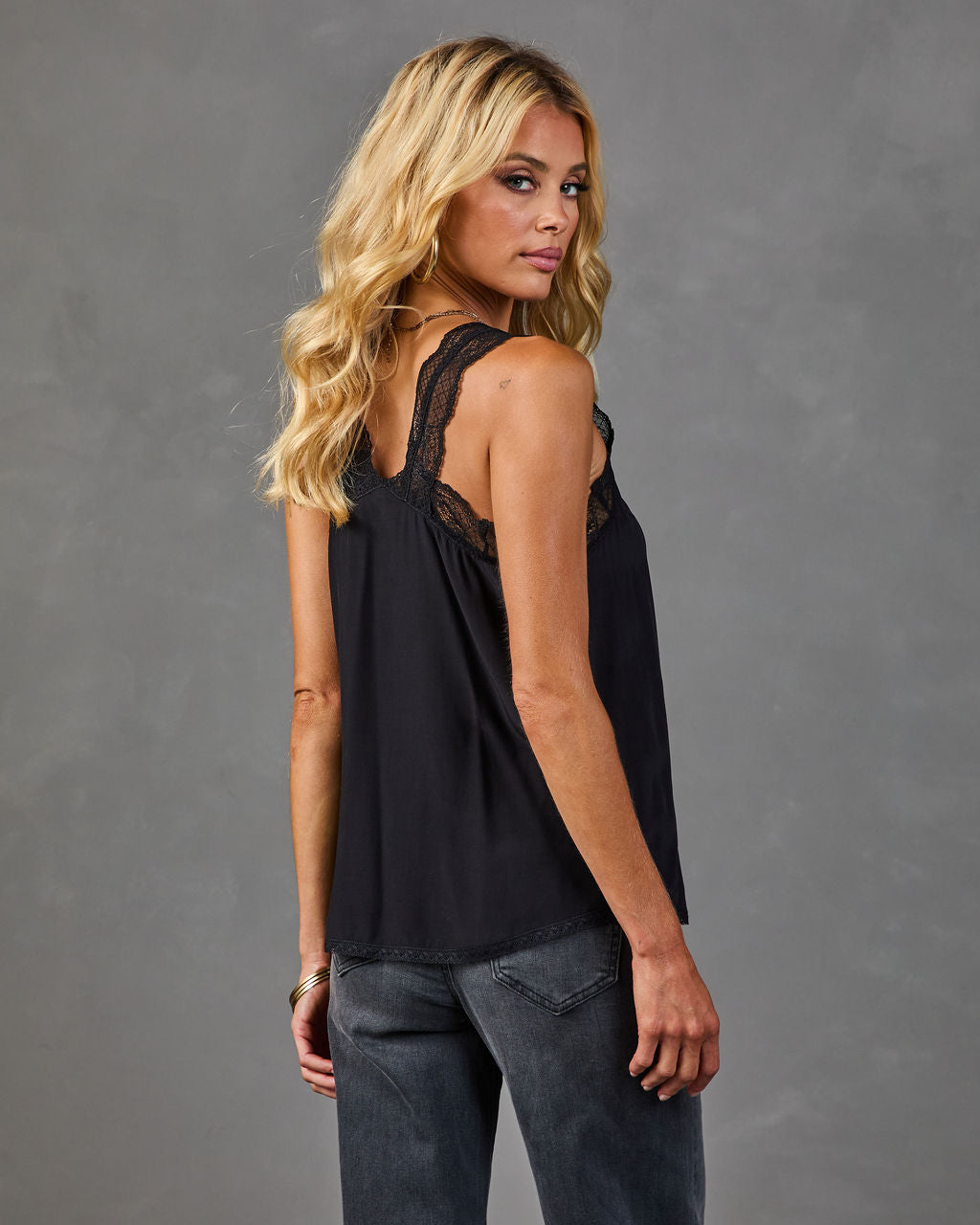Afternoon Still Lace Trim Tank Top