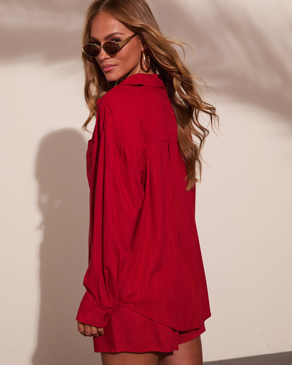 Veranda Muse Linen Blend Button Down Top