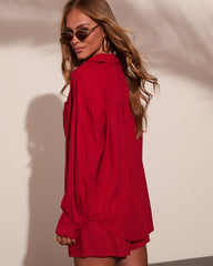 Veranda Muse Linen Blend Button Down Top