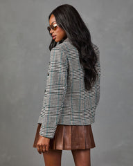 Sophie Houndstooth Plaid Double Breasted Blazer