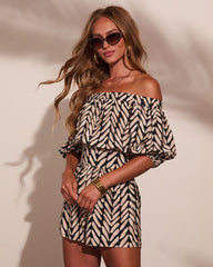 Mosaic Dreams Geometric Off The Shoulder Romper