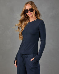 Luxe Routine Ribbed Knit Long Sleeve Top