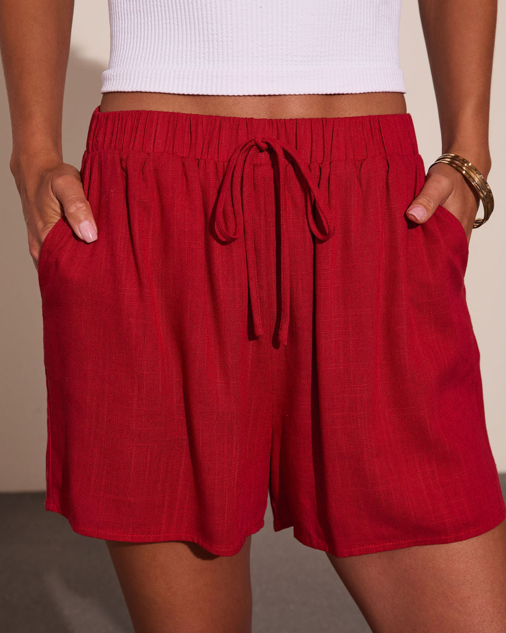 Veranda Muse Linen Blend Drawstring Shorts