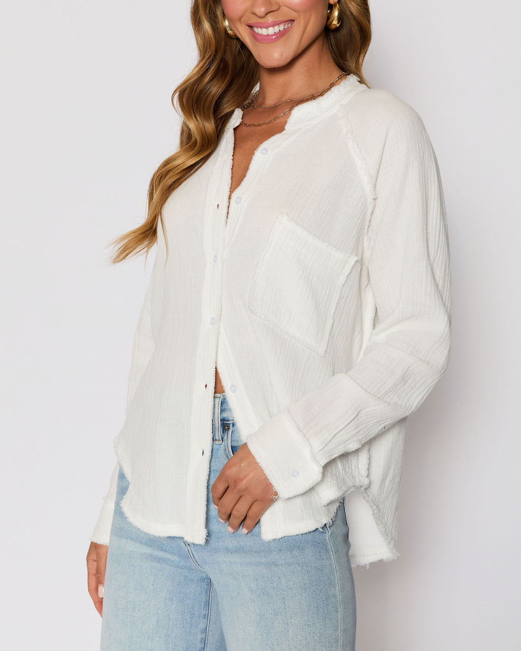 Summer Chill Cotton Button Down Top