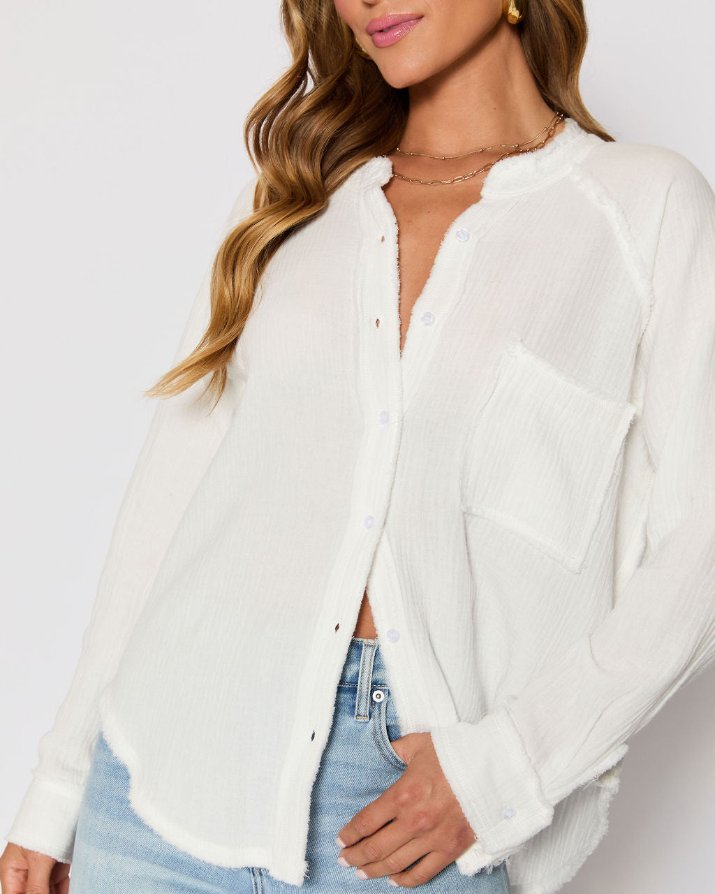 Summer Chill Cotton Button Down Top