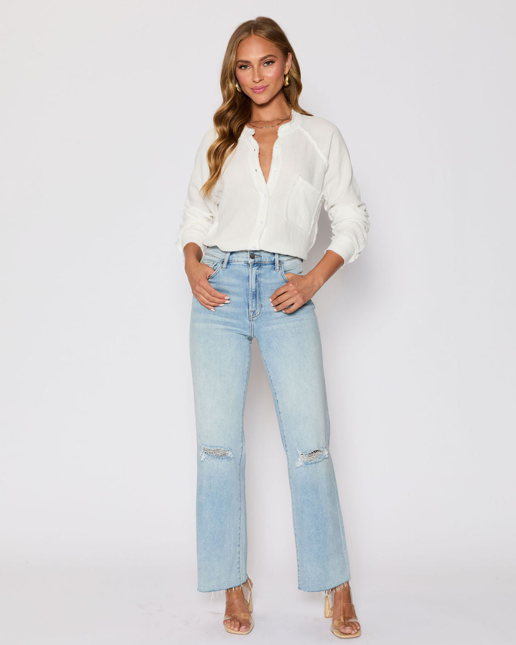 Summer Chill Cotton Button Down Top