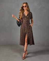 Wild Affair Belted Animal Print Midi Dress
