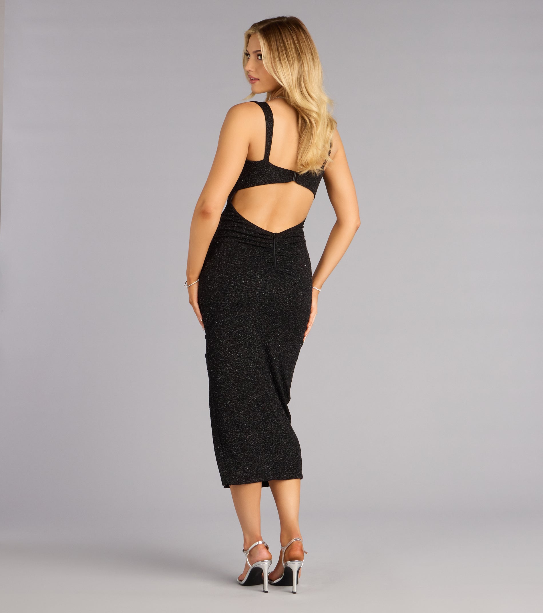Savannah Glitter Cutout Midi Formal Dress