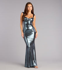 Gwyneth Metallic Open Back Mermaid Dress