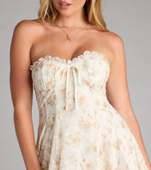 Soft Girl Floral Flocked Mesh Skater Dress