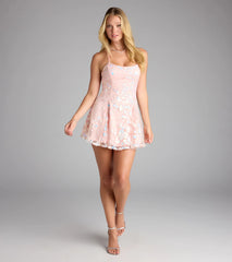 Glitz Me Up Lace-Up Sequin Skater Dress