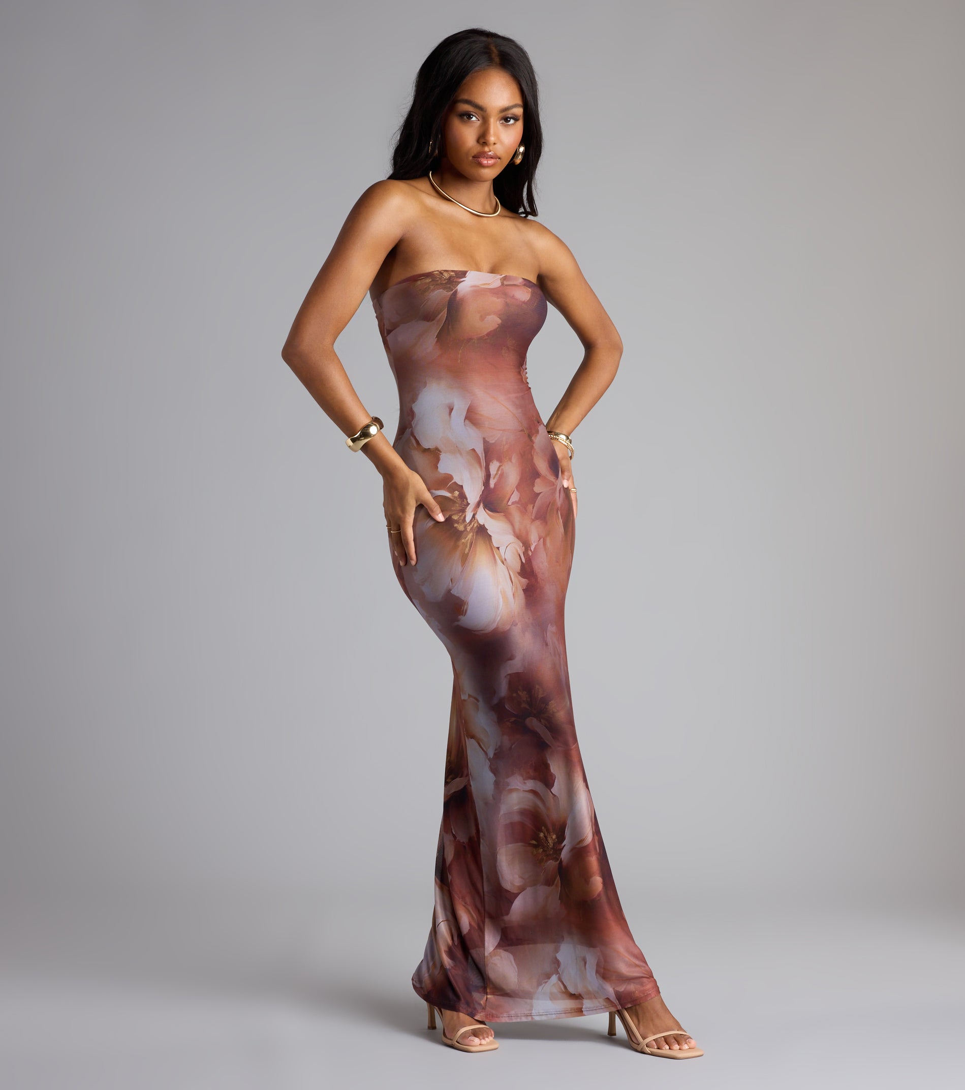 Garden Tease Floral Tube Maxi Dress