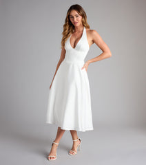 Love At First Twirl Halter Corset Satin Midi Dress