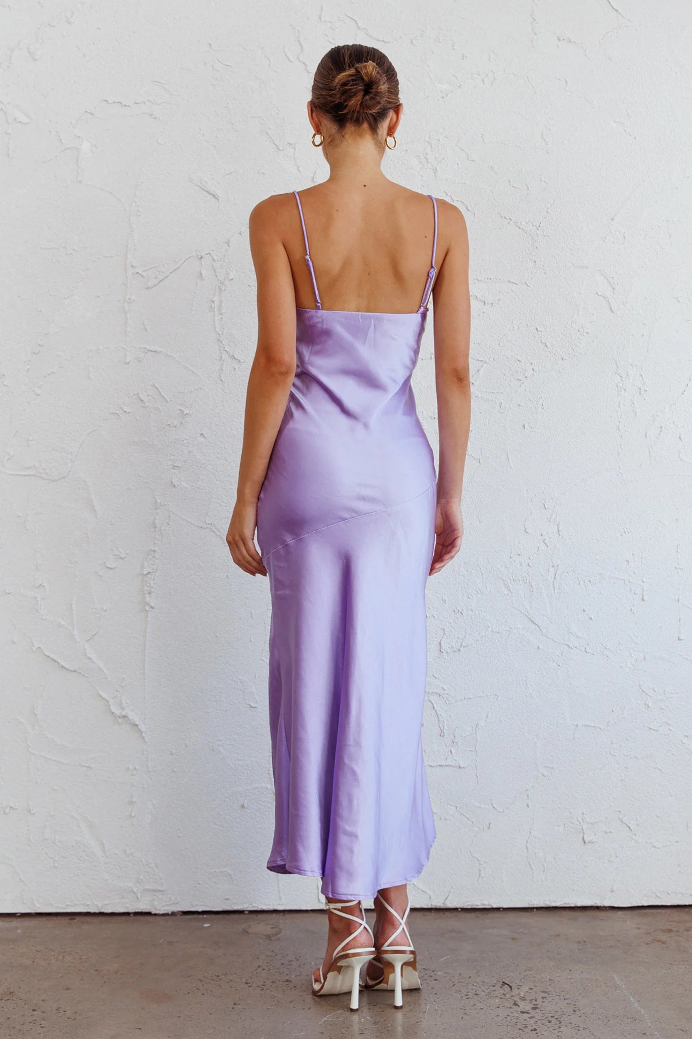 Well Versed Pleated Bust Front Split Dress Lavender