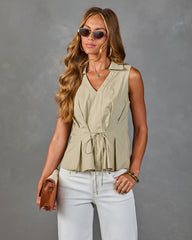 Lasting Edit Pleated Waist Tie Blouse