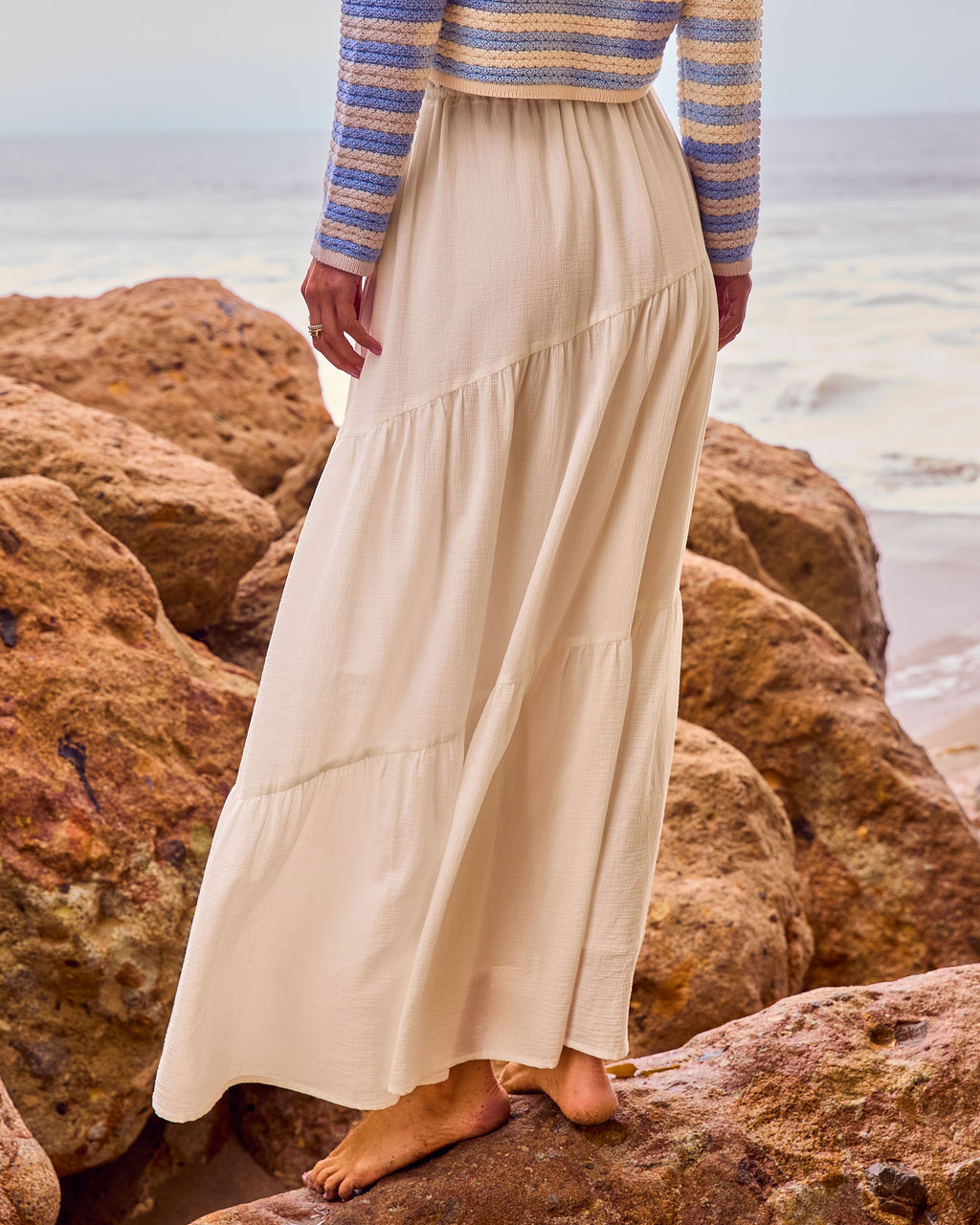 Sundrift Dreams Pleated Cotton Drawstring Maxi Skirt