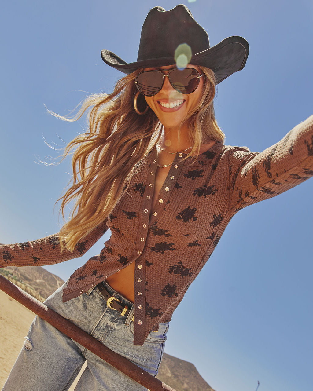 Fading Bloom Waffle Floral Knit Top