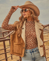 Tara Mesh Mock Neck Animal Print Top