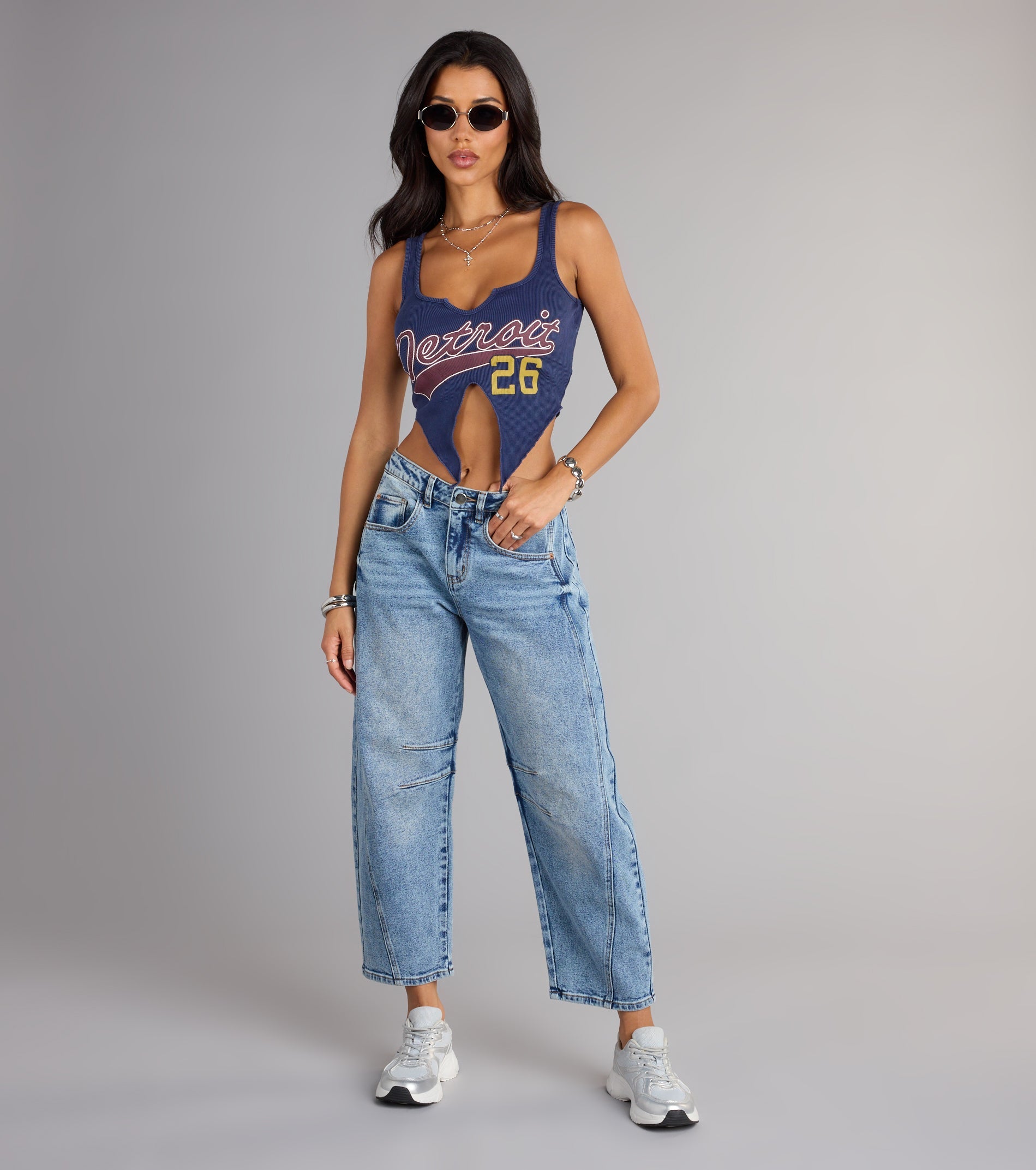 Street Team Graphic Cutout Crop Tank Top
