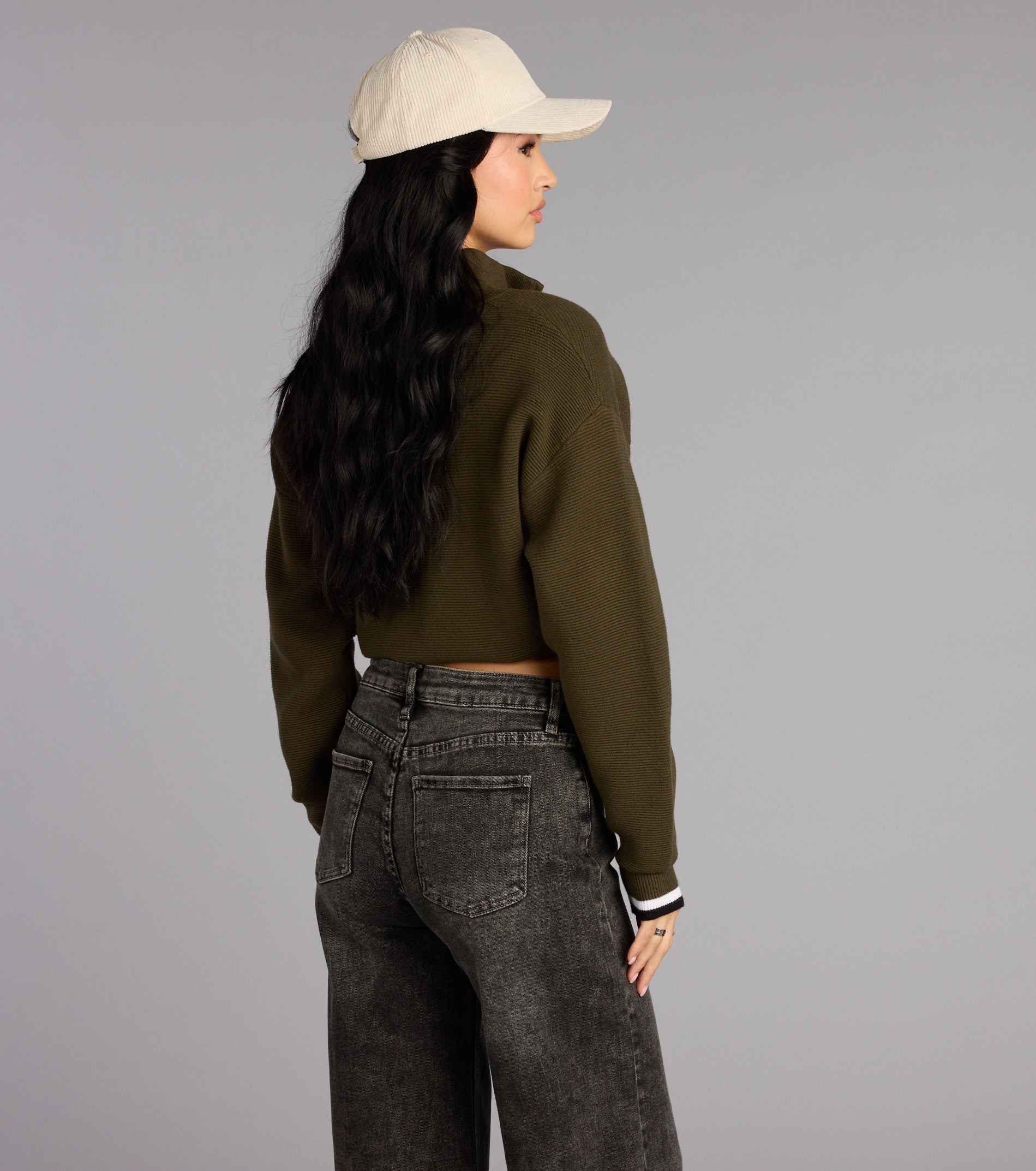 Season Shift Mock Neck Crop Sweater