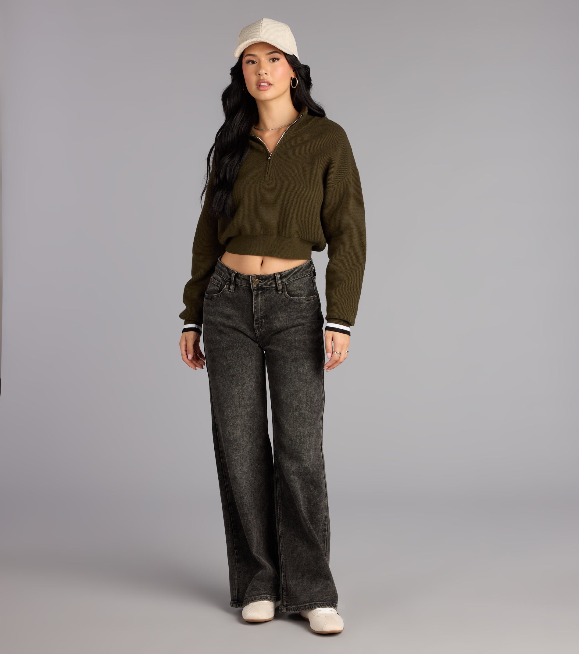 Season Shift Mock Neck Crop Sweater