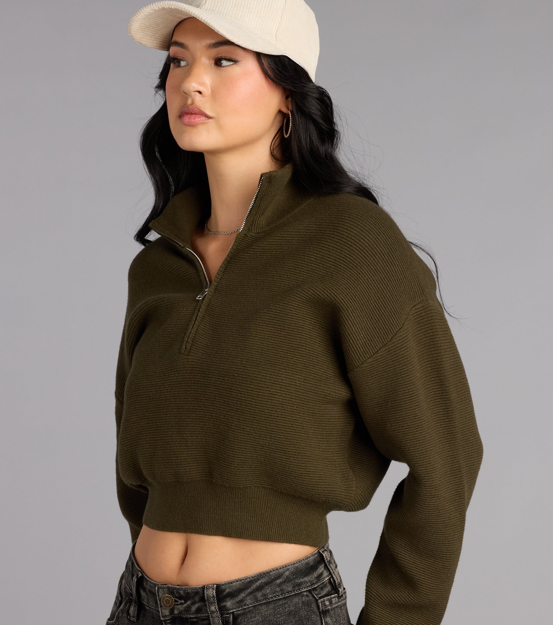Season Shift Mock Neck Crop Sweater